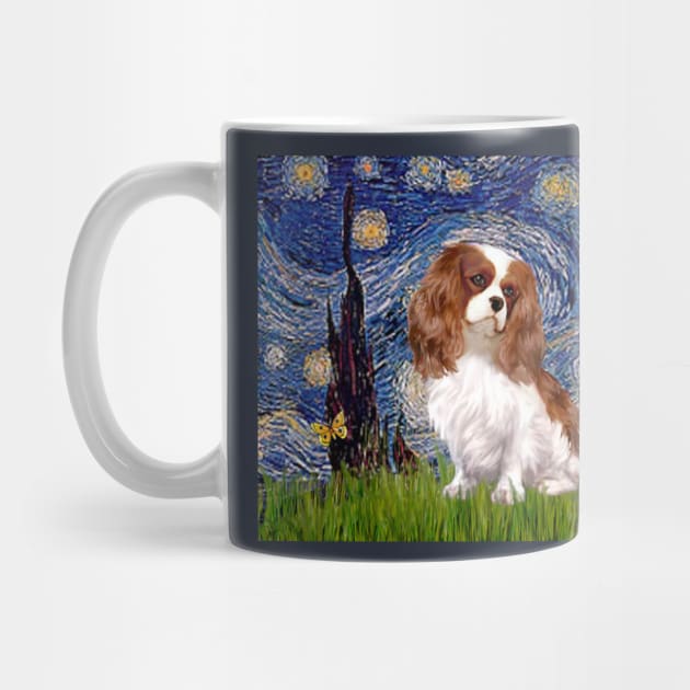 Blenheim Cavalier King Charles Spaniel in Starry Night by Dogs Galore and More